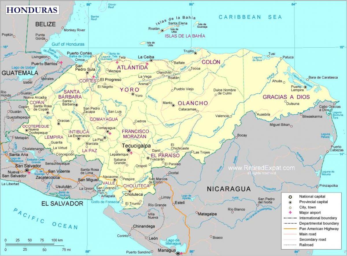 карта политическая карта Гондураса