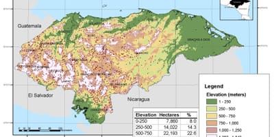 Карта Гондураса высоте