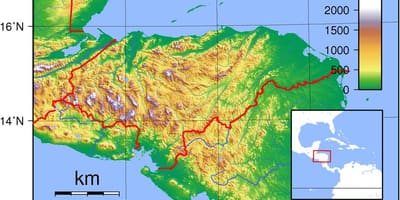 Карта Гондураса топографическая